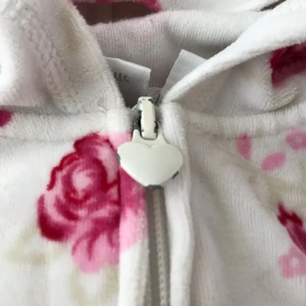 Koala Baby Girl Velvet White Floral Hoodie Jacket